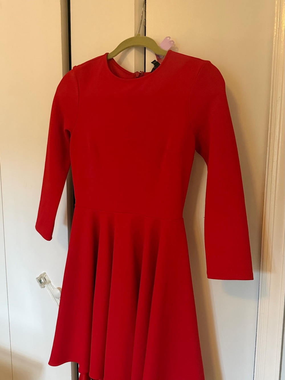 Express cherry red Long-Sleeve Fit & Flare Dress
